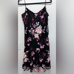 ADRIANNA PAPELL Women's Pinot Noir Floral Sequin Flare Hem Sheath Dress size 4P